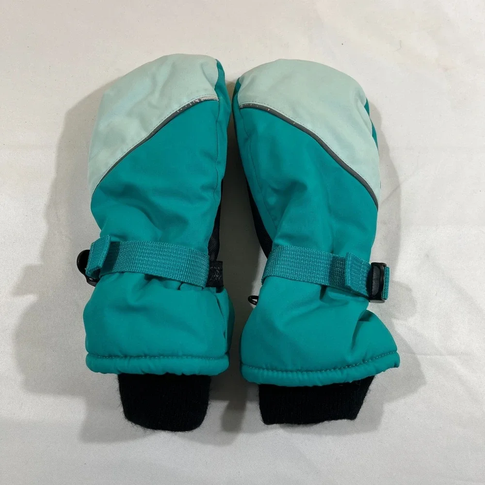 All in Motion Kids Mitten Snow Gloves Teal Green Reflective Size 8-16 Gorpcore